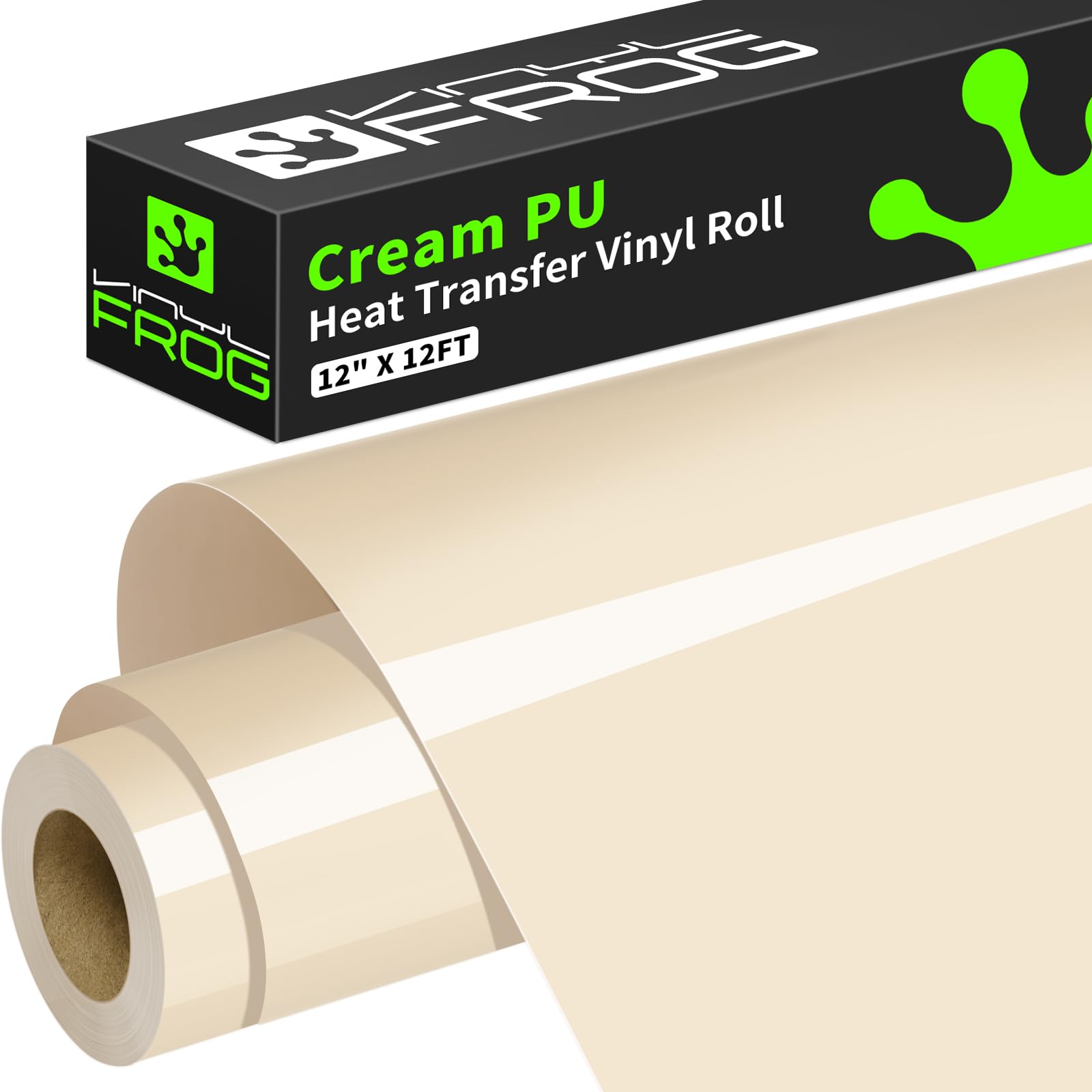 VINYL FROG Cream Heat Transfer Vinyl Roll 12" x12ft Matte HTV Vinyl