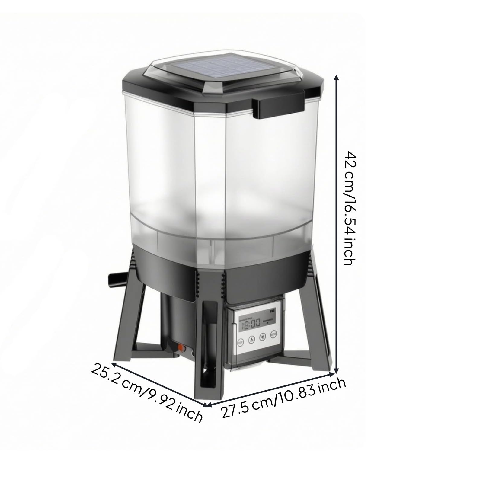 Alimentador Solar Peces Portátil Alimentador Automático Peces sin Grumos Comero para Jardín