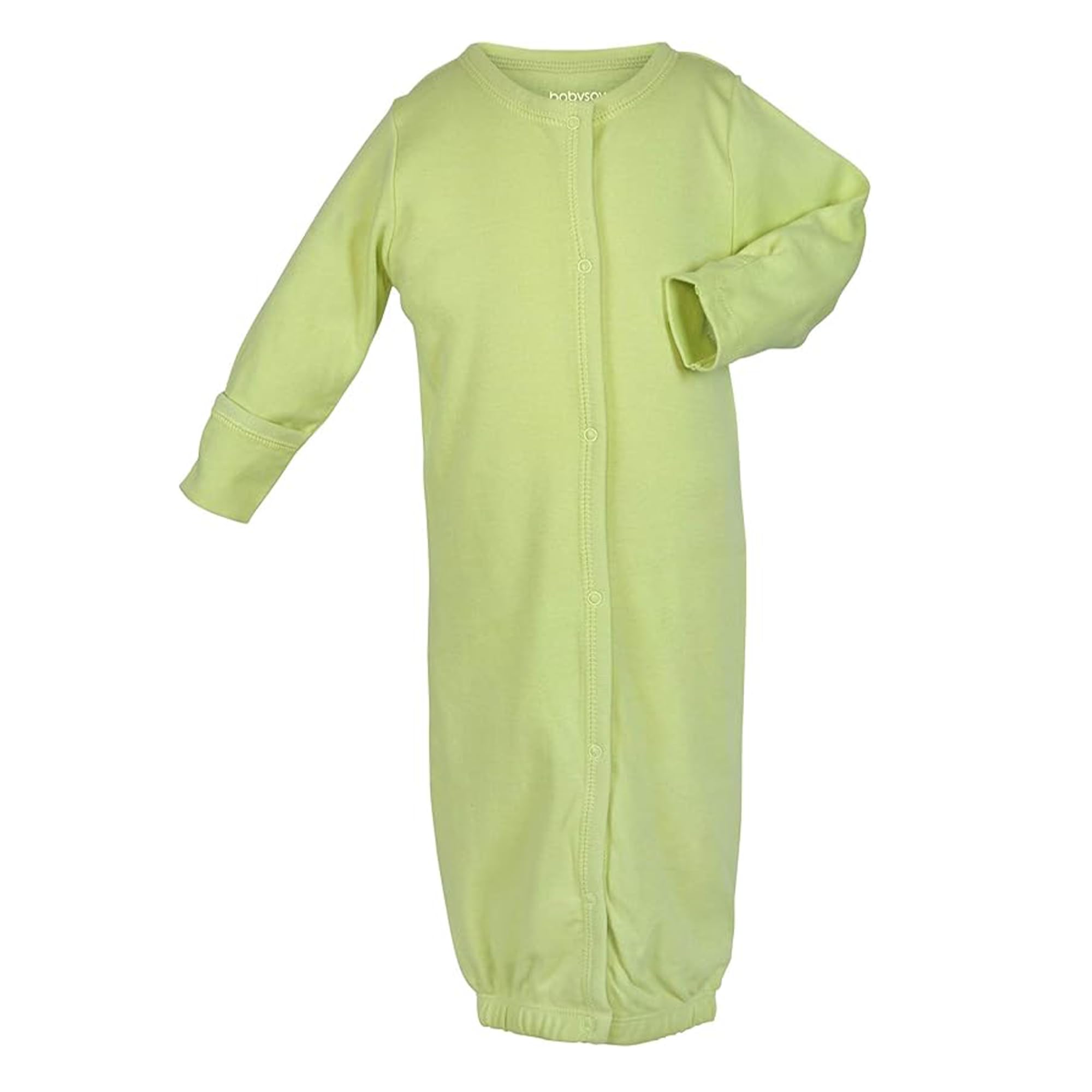 Babysoy Unisex Baby Long Sleeve Gown Sleep Sack, Ultra Soft Nightgown, Newborn Reversible Mittens