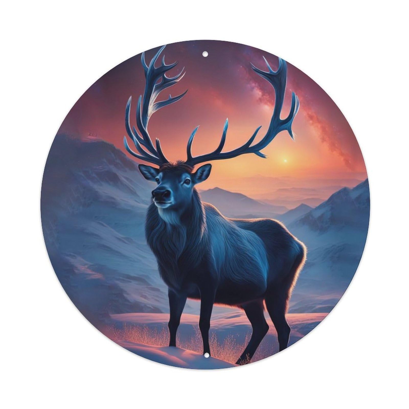 Animal Artwork Curious Elk Vintage Metal Tin Sign Plaque Wall Decor for Cafe, Club Bar, Office, Garden Metal Poster 8x8Inch