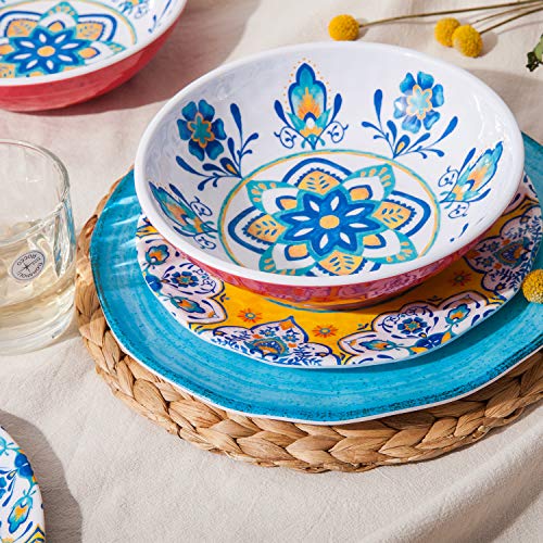 Melamine Dinnerware Set 12 Pcs Durable Dishware Colorful Plate Bowl Set Dishwasher Safe Shatter Proof Chip Resistant Not Microware Not Oven (Multicolor) #TOP3