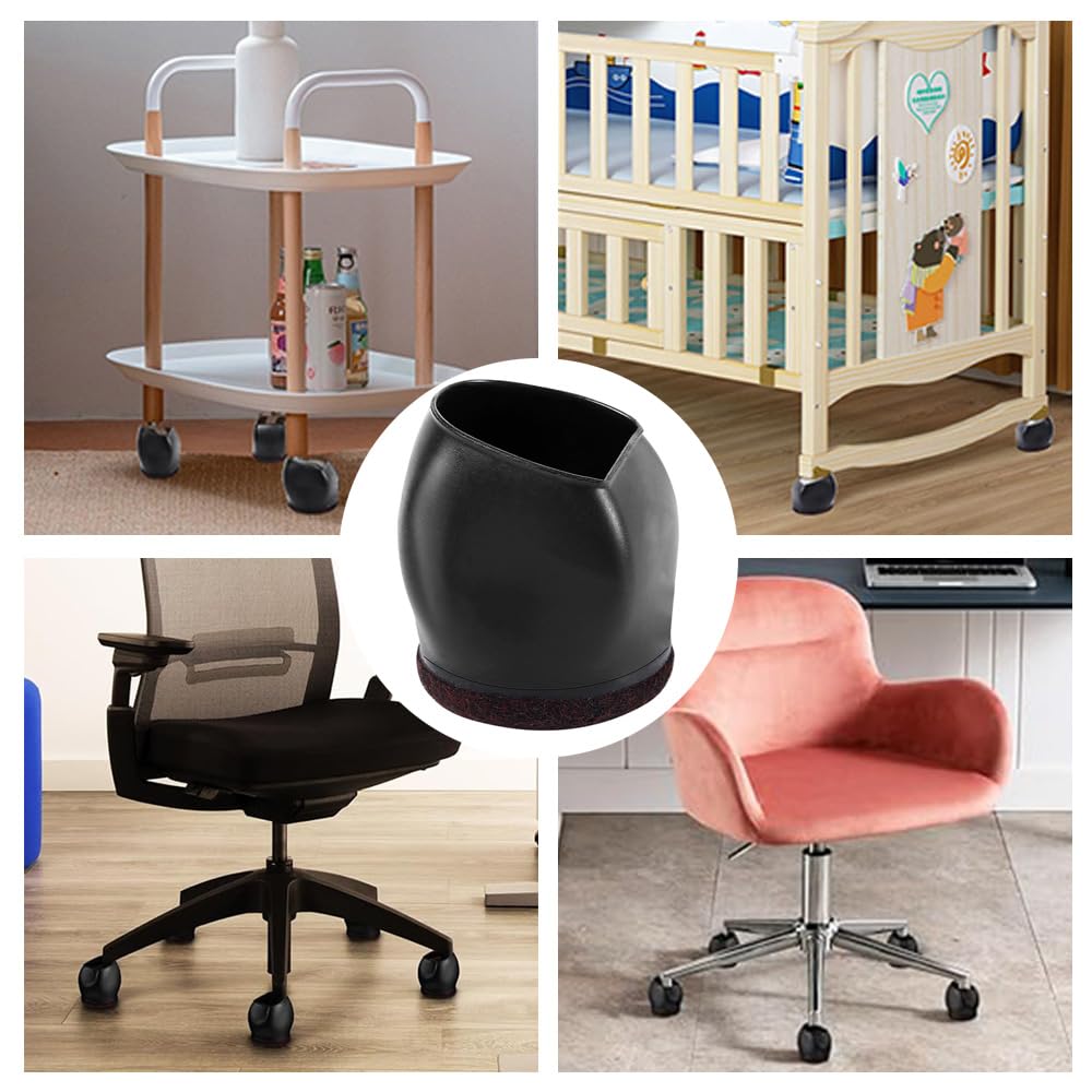 20 protectores de suelo de silicona negra para patas de silla, tapas con fieltro para suelos de madera dura, almohadillas para patas de muebles, evitan arañazos, fundas para patas de silla de oficina