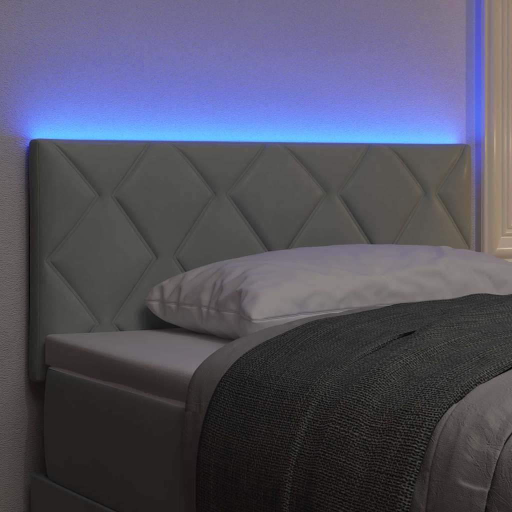 Cabecero LED gris claro 100 cm piel sintética marco de madera maciza altura ajustable diseño moderno para cama dormitorio salón