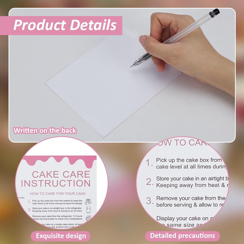 FINGERINSPIRE 120 Sheets Cake Care Instruction Cards 10.9x14cm Rectangle Display Cards with Care and Cutting Tips Perfect for Bakeries Cake Shops and Home Bakers for Customer Guidance - Image 3