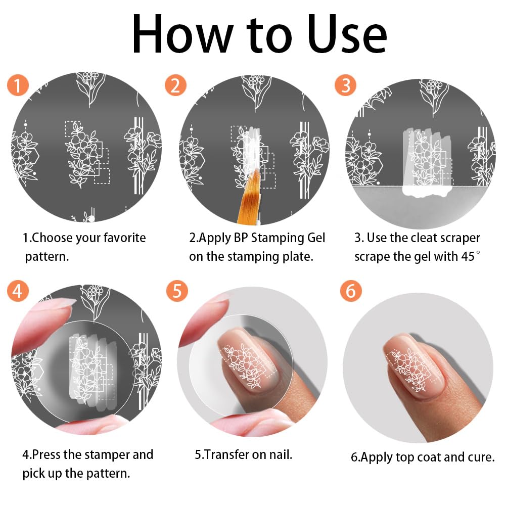 PH PandaHall 3pcs Nail Stamping Plate Plant Nail Stamper Flower Nail Art Stencils Printing Template Tip Nail Stencils Stainless Steel Nail Image Plates for Nail Art Decoration Design Manicure Salon - Image 4