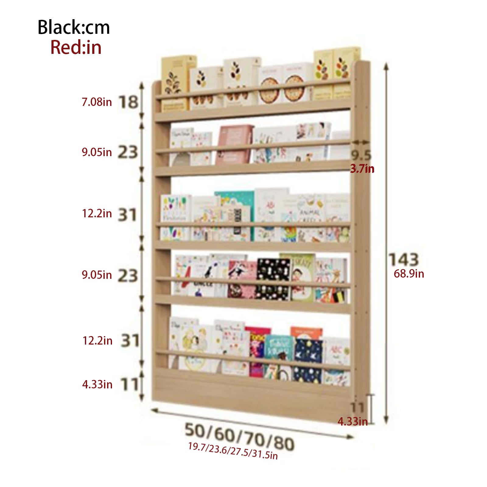 Libreria Stretta Dietro la Porta Libreria in Legno di Piccole Dimensioni a Forma di L con Bordo Approfondito Dotata di Battiscopa Adatta per Essere Posizionata Dietro le Porte o negli Ingre 5F 27.5in