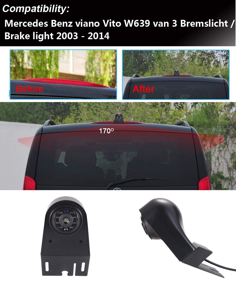 Luce freno per tettuccio auto, telecamera di retromarcia, furgone, impermeabile, visione notturna, telecamera di ricambio per Mercedes Benz Viano Vito W639 2003-2014