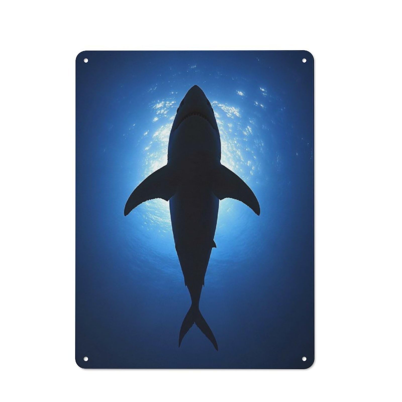 Junmoney Style-16 Metal Wall Sign 40X30cm Featuring Great White Shark Silhouette For Café Or Home Bar, A Decorative Gift For A Newly Furnished Café And Home Bar