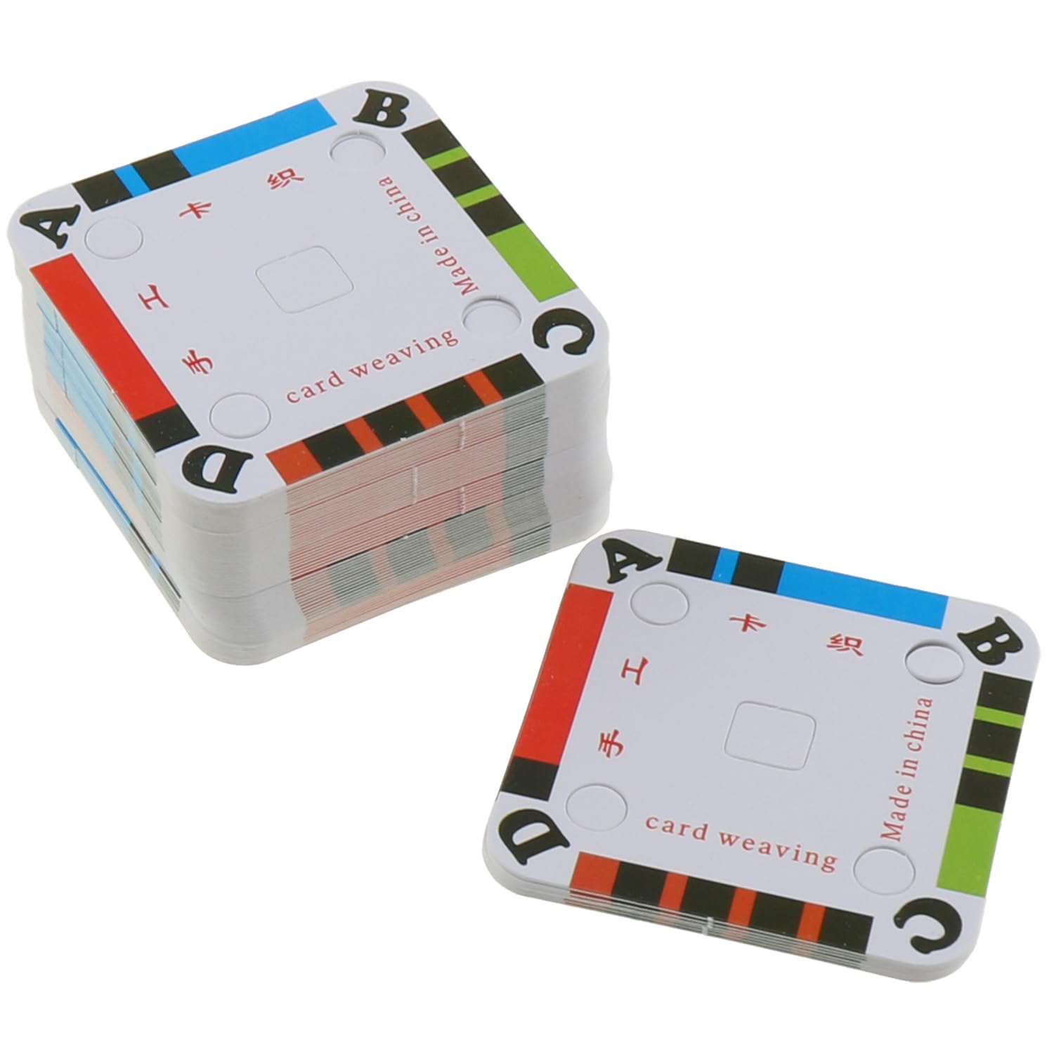 E-outstanding Weaving Card 60PCS 50x50mm Colorful Four Hole Square Weaving Cards for Inkle Loom Weaving Supplies Tablet Cardboard Loom Card