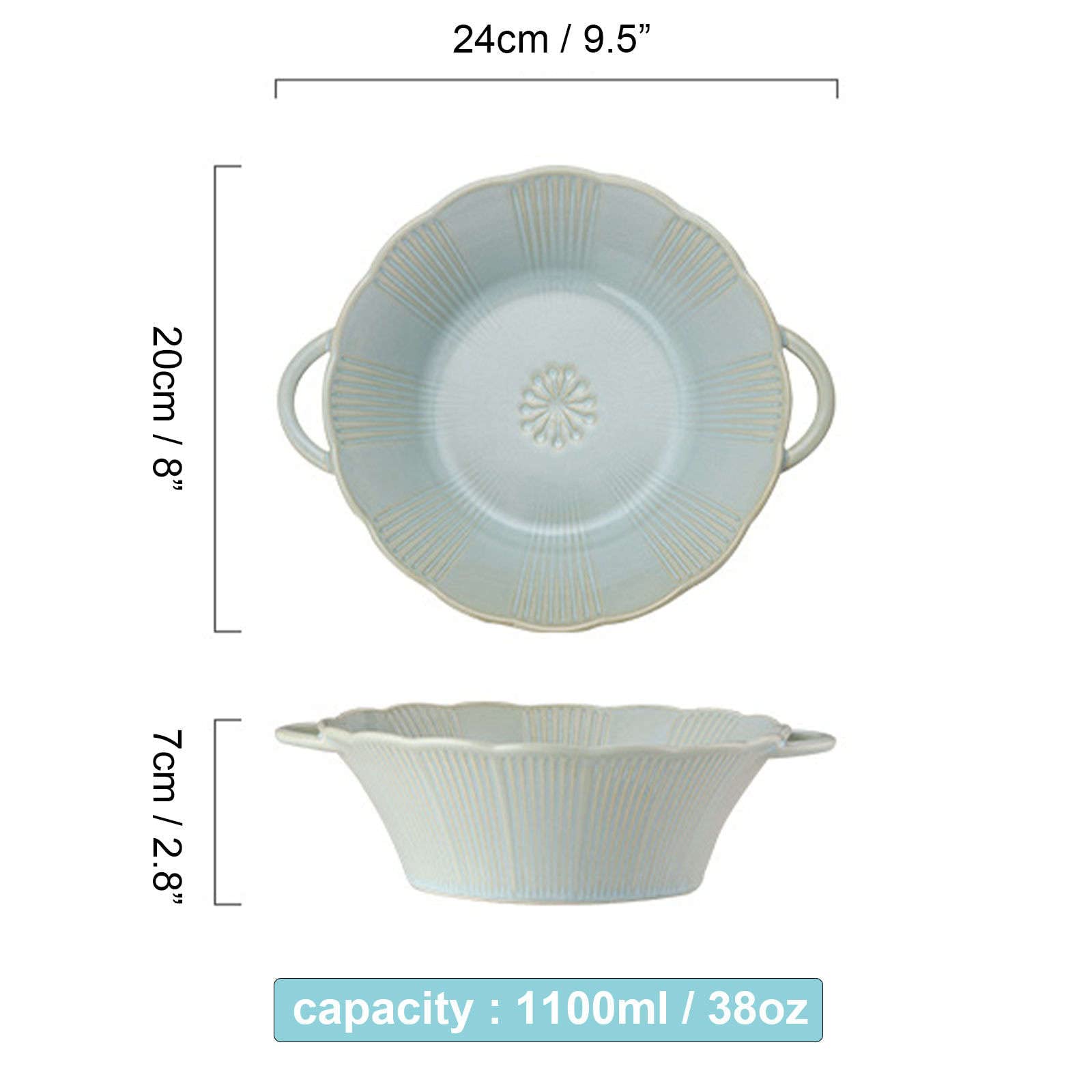 Vaisselle Bol à soupe ramen en céramique, tasse à soupe, bol en céramique, bol à ramen en céramique, grands bols pho, bol à soupe au micro-ondes, bol à nouilles Udon-bleu-24x20x7cm,1100ml (couleur: bl