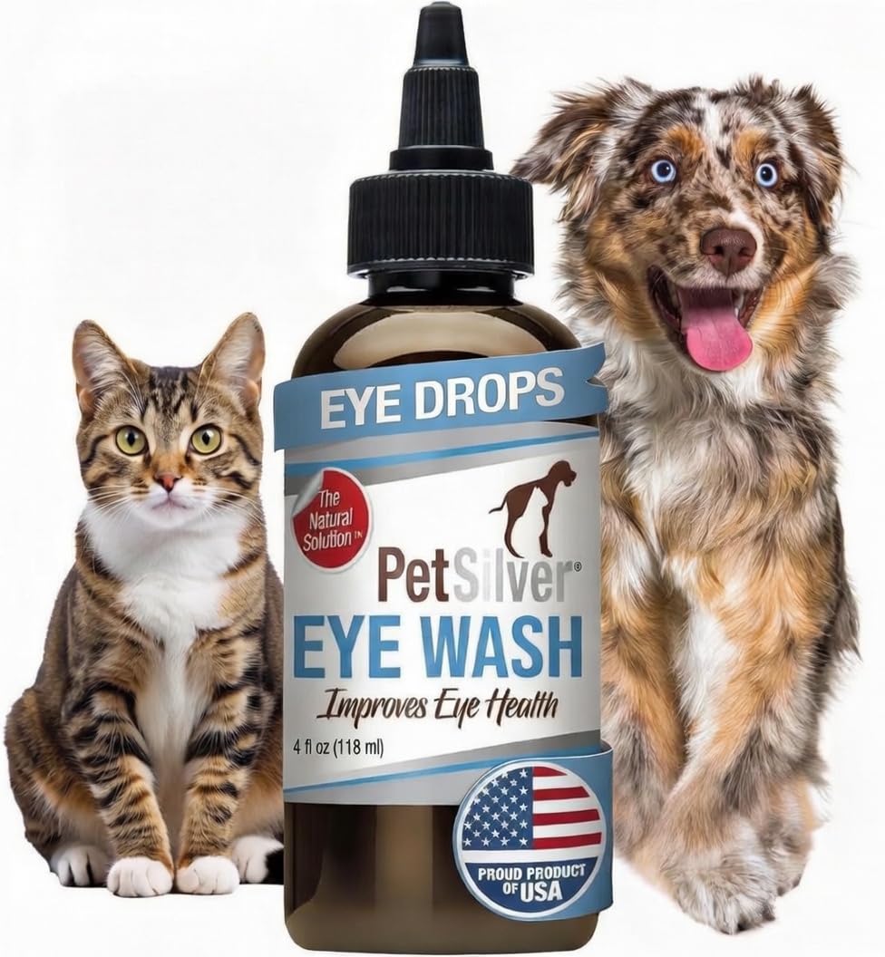 Eye Drops for Dogs and Cats - Natural Dog Eye Wash - Relief for Inflammation & Irritation - Pet Eye Cleaner and Tear Stain Remover - Patented Silver Formula - Made in the USA - 4 fl oz