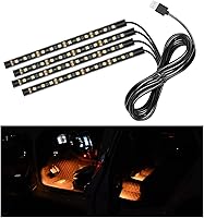 Vista 30 de Tira de luz LED para coche, 24 LEDs RGB, luces de neón para interior con ambiente, 12V, luz nocturna ambiental debajo del salpicadero, lámpara