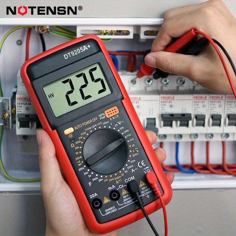 DT9205A+ Digital Multimeter, 1000V True RMS Auto-Ranging Voltmeter, Professional Electrician Tools with Temperature/Diode/Continuity Test, Anti-Burn & Full Protection for Home/Car/Industrial Use