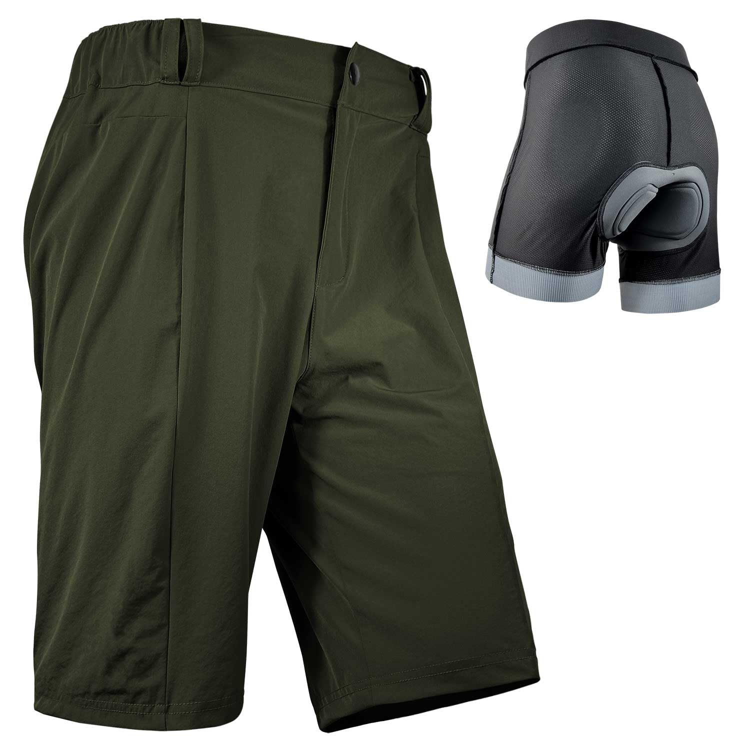 Wulibike Radhose Herren MTB Hose Kurz,Nur Größe M Taile 83cm Hüftumfang 105 cm,Schnelltrocknende Fahrradhose 2 in 1 Baggy Mountainbike Shorts für Männer mit Gepolstert 1 Reißverschlusstaschen