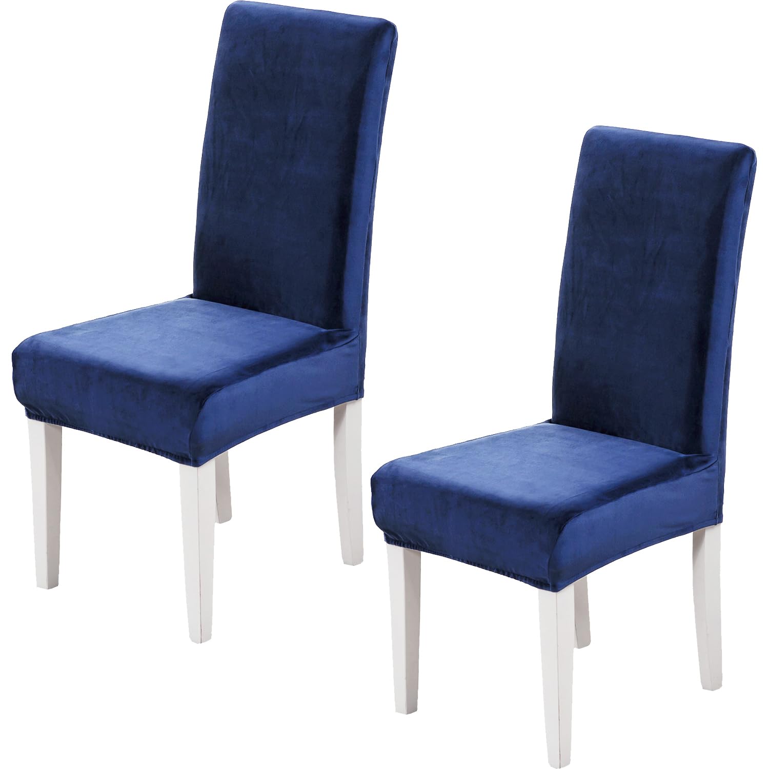 Xundefeng Soft Velvet Dining Chair Covers for Dining Room Set of 2 Pack Slipcovers Chairs Cover Stretch Slipcover, Navy Blue