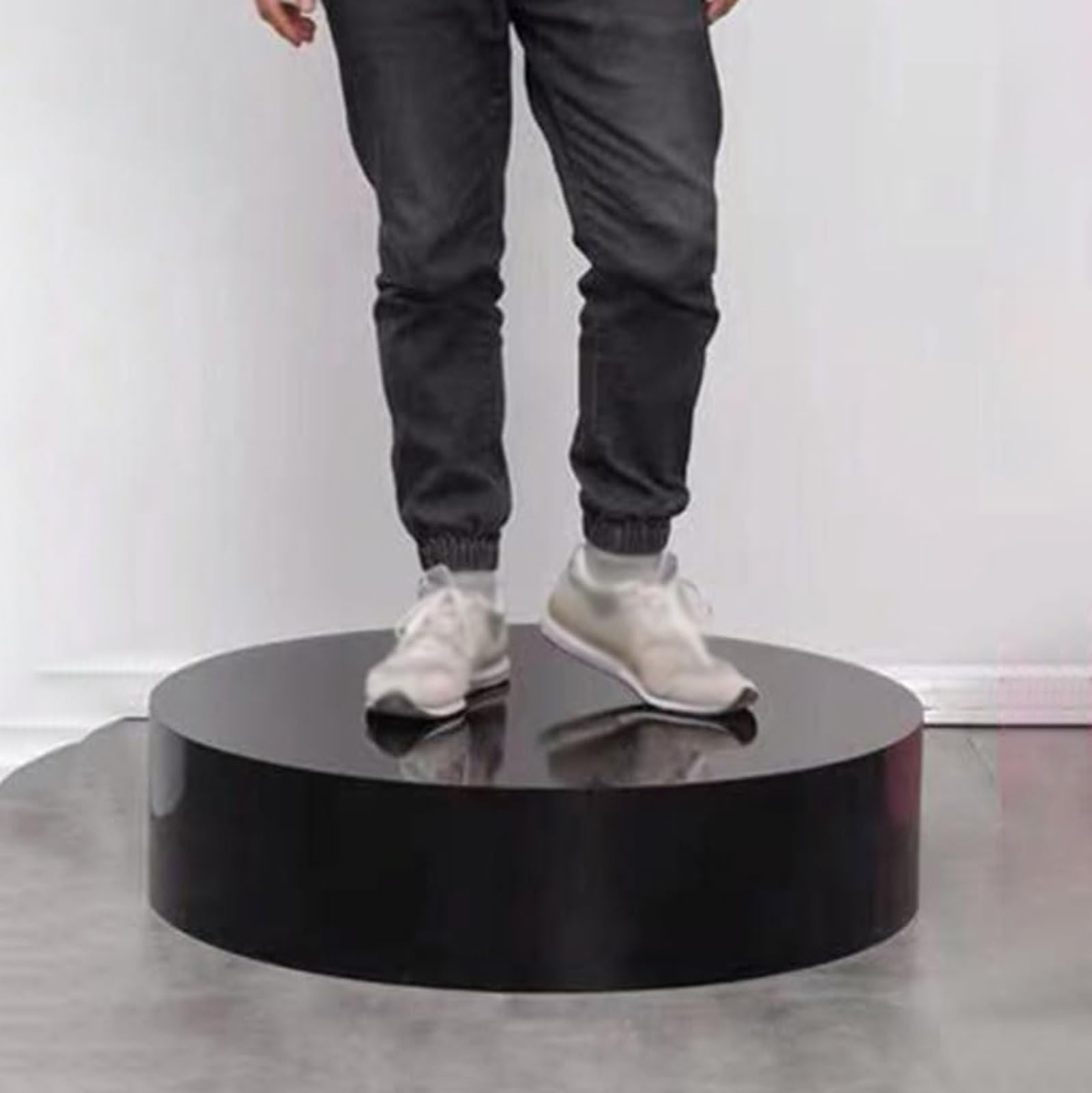 USZWBY Mannequins Display Platform Base, Cylinder Pedestal Stands- Round Countertops Step Plinths, Display Risers for Clothing Store & Bridal Shop（Black-31.5x3.9in/80x10cm）