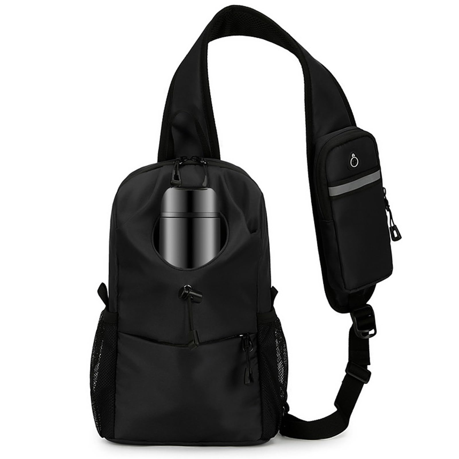 VANNMESTER Crossbody Sling Bag for Men Women Travel - Lightweight One Strap Bag with Bottle Holder & Phone Pouch for Hiking, Walking, Biking