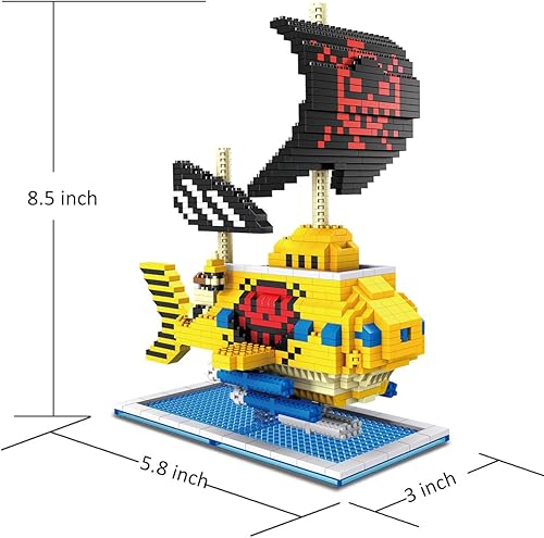 Miniatura 3 de OP Anime - Juego de bloques de construcción de barco pirata, modelos de barco de batalla DIY 3D Nano Bricks Juego de juguetes para fanáticos animados
