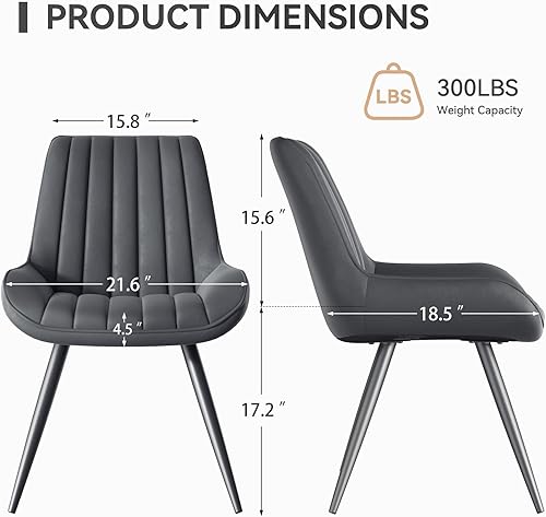Miniatura 3 de Juego de 4 sillas de comedor modernas, sillas de comedor tapizadas con cojines gruesos, cómodas sillas de comedor de tela con patas de metal para