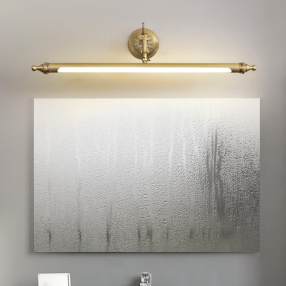 Vintage LED-Badezimmerspiegelleuchte, wasserdicht (IP44), Messing-Wandleuchte, 3000 K warmweiß, 56 cm/9 W, ideal für Waschtisch und Beleuchtung, Elegantes Design