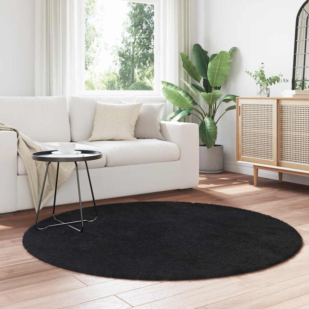 Tappeto Shaggy a Pelo Lungo NAVARRA Nero 160x160 cm Poliestere,Tappeto Shaggy,Antiscivolo Morbido,Tappeto Shaggy Camera da Letto-4102910