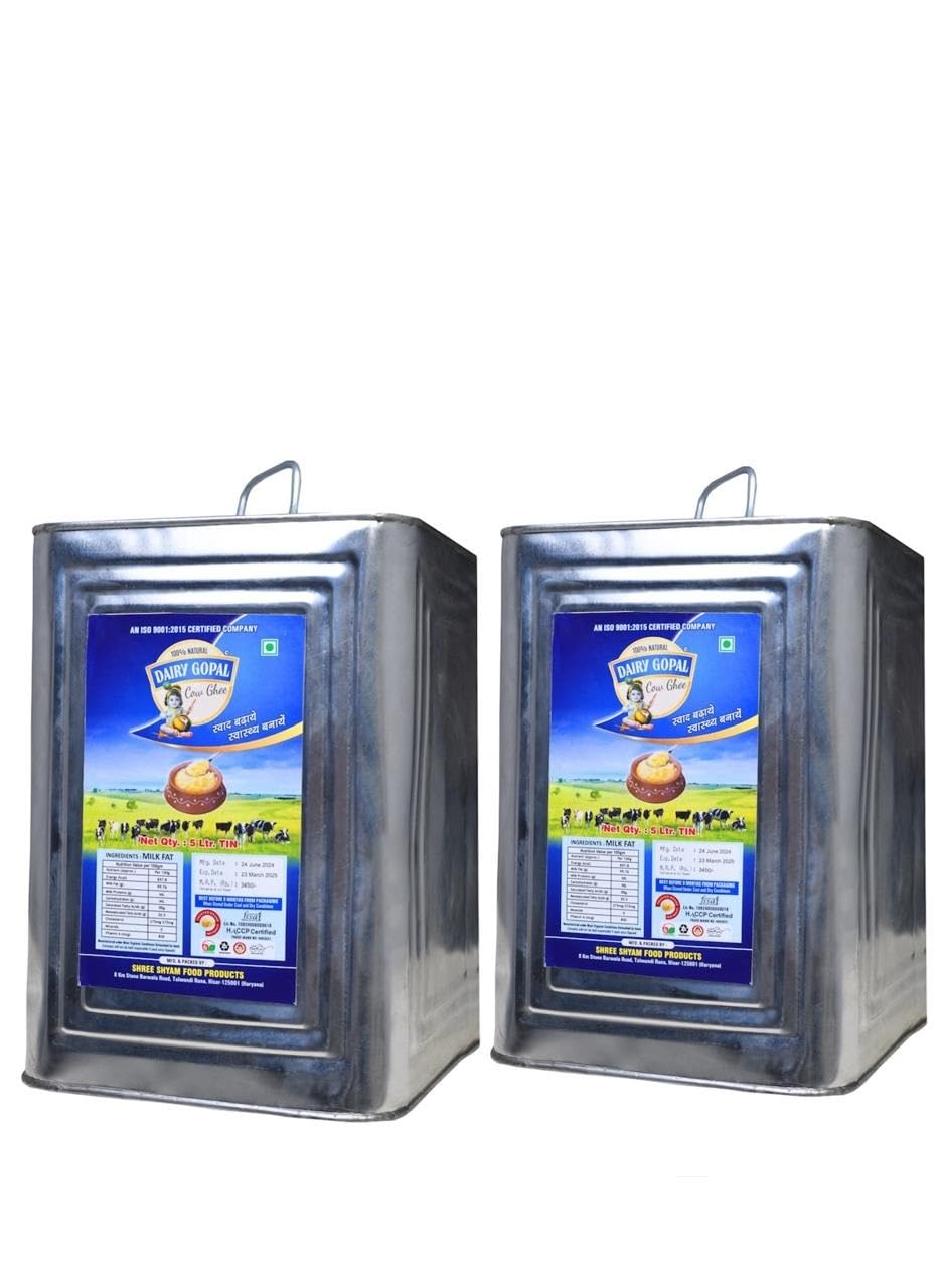 MISHITA dairy gopal premium Cow Ghee 5 liter tin,can Traditional Bilona Method Grassfed Pure Cow Ghee for Better Digestion and Immunity - 5 Litre tin,can (PacK of 2) (B0D8ZMN2NS) Amazon Price History, Amazon Price Tracker