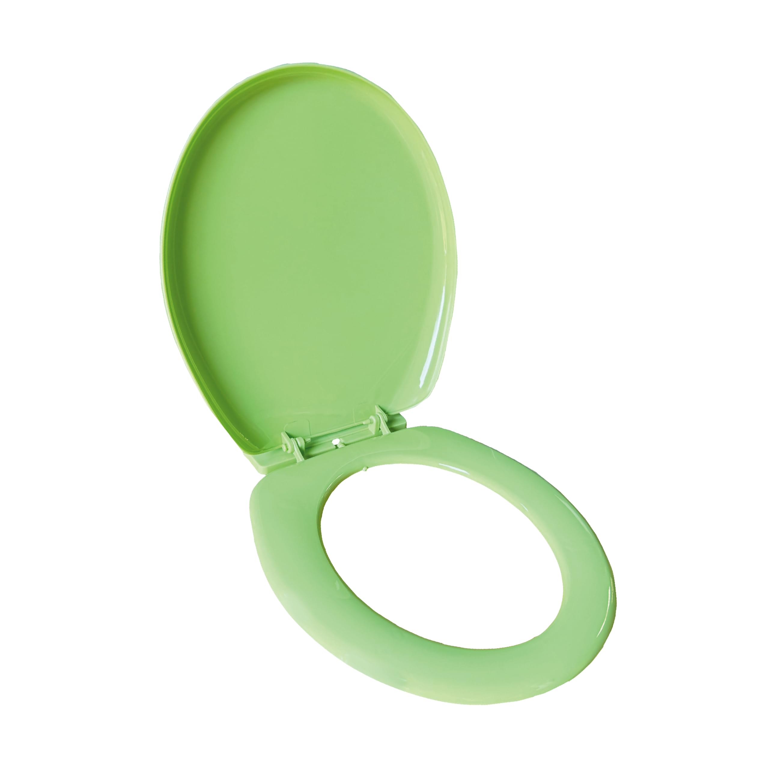 LUXART Oval Shape Toilet Seat Cover (17L x 14.5W IN) | Glossy PP Finish with Round Edges | Non-Soft Closing Commode Seat with Cover | Green Western Toilet Seat Cover With Installation kit