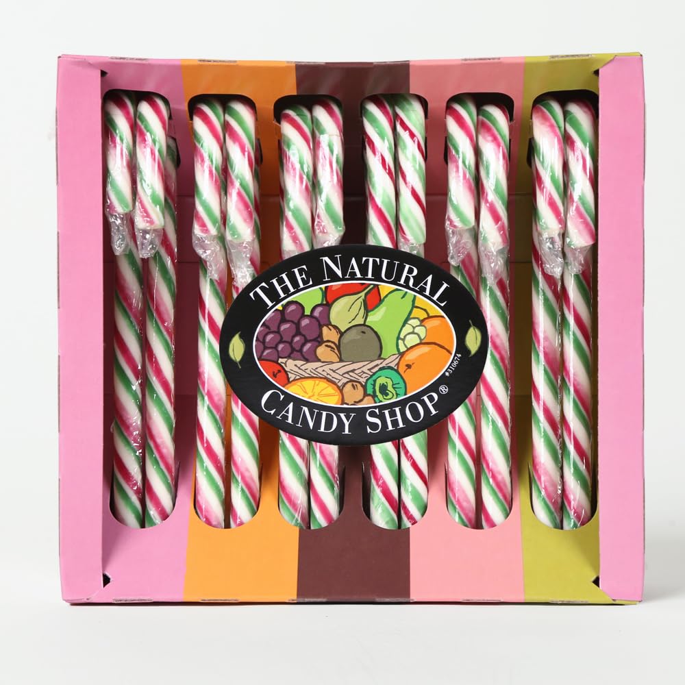 Natural Candy Shop - Peppermint Natural Candy Canes 12 x 14g Cradle Giftbox