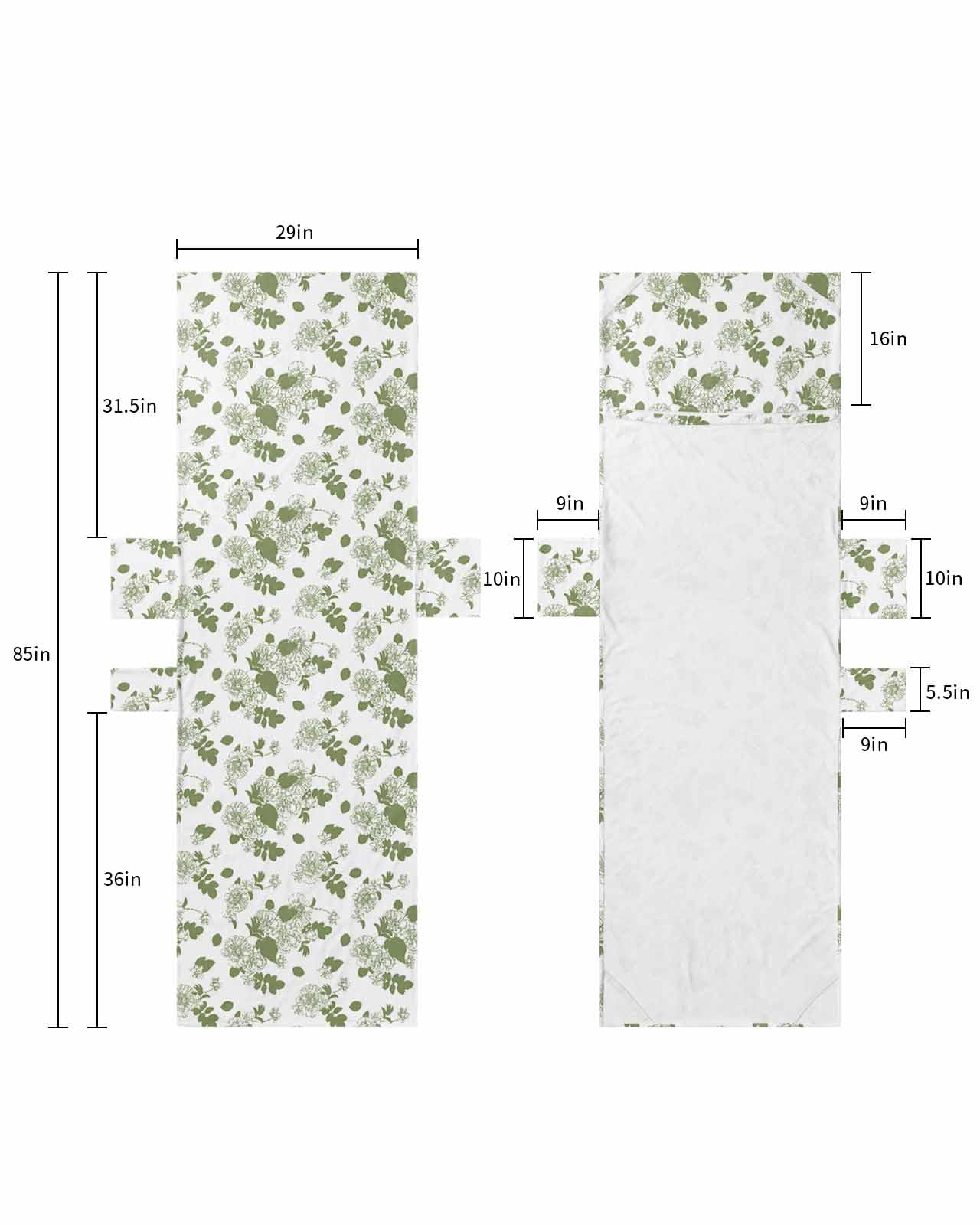 Sage Green Botanical Beach Lounge Chair Towel Cover, Soft Chaise Lounge Towel with Side Pockets Patio Pool Chairs Cover for Beach/Pool Sunbathing 29x85 Spring Floral Pastoral Watercolor