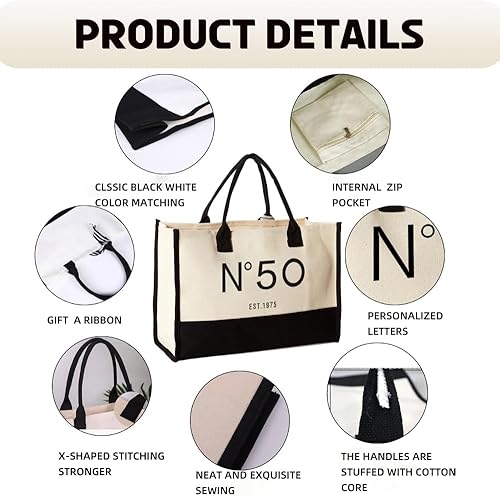 Miniatura 3 de 30th40th50th60th70th Birthday Gift Canvas Tote Bag for Women, Keepsake Beach Bag Party Birthday for Her