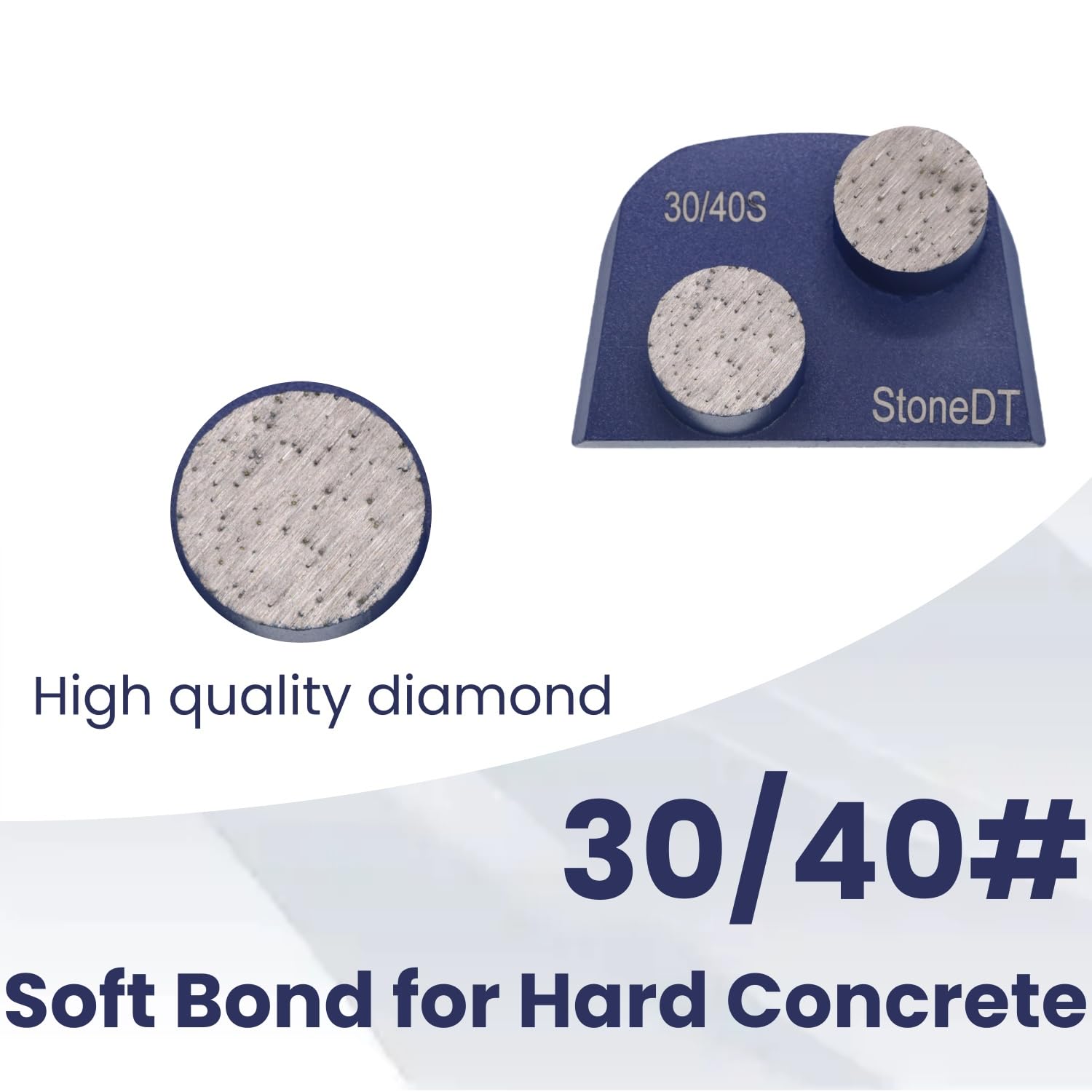Concrete Floor Grinding Disc, Metal Diamond Grinding Shoes for Concrete Preparation, Fit with Lavina EDCO Floor Grinder, Double Round Segs, 30/40 Grit Soft Bond