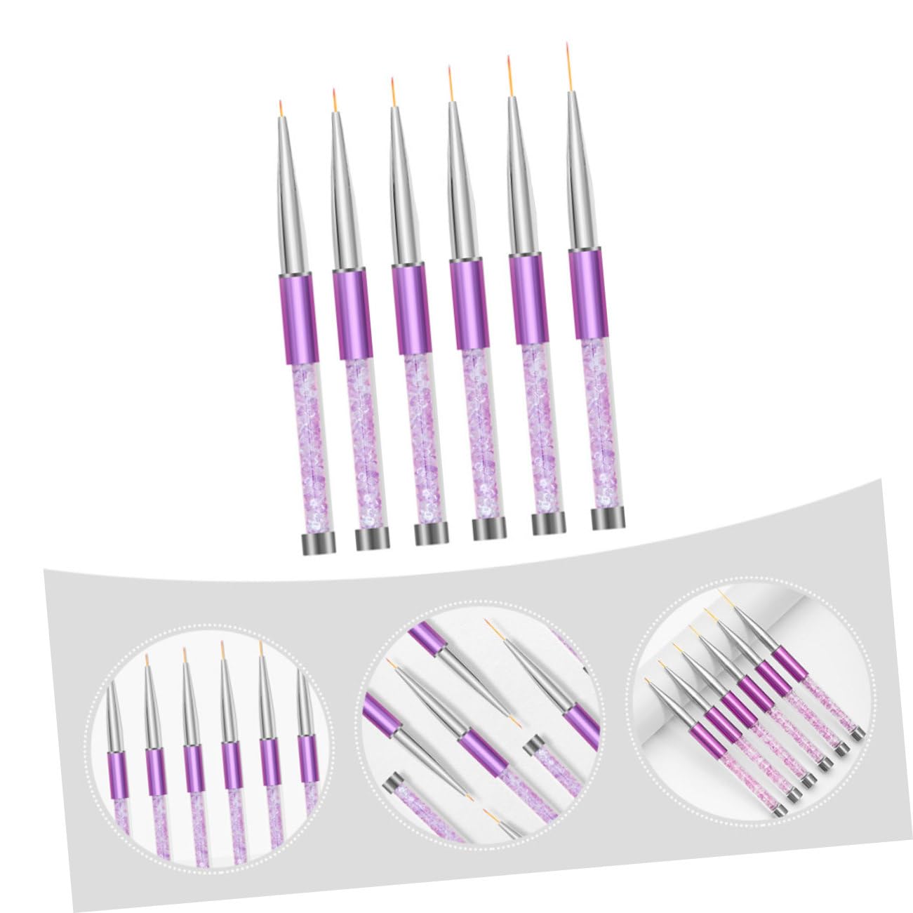 6 piezas Pinceles de de Uñas Herramientas de Dibujo para Decoración de Uñas Pinceles de Liner para Manicura DIY Diseño Elegante y Práctico
