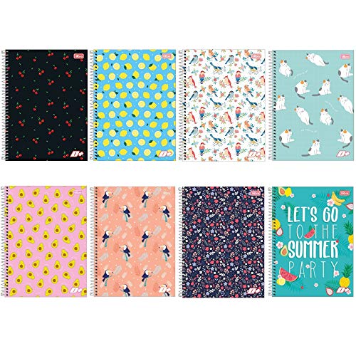 Caderno Espiral Capa Dura 10 Matéria Académie Feminino 200 Folhas Tilibra