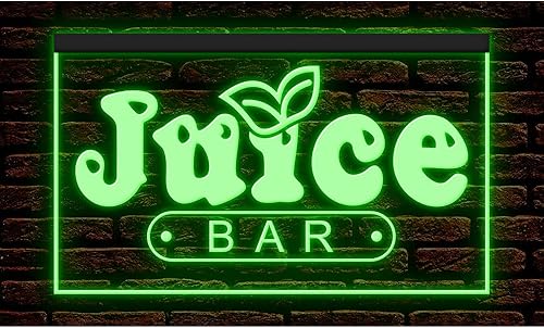 110034 OPEN Juice Bar Cafe Apple Orange Fruit Shop Display LED Letrero de neón con luz LED (12 x 8 pulgadas, verde)