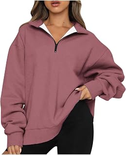 Hailmkont Women Outfits Long Sleeve Outfits Sweatshirt for Women High Neck Loose Fit Plain Winter Fall Outfits 2023 Trendy