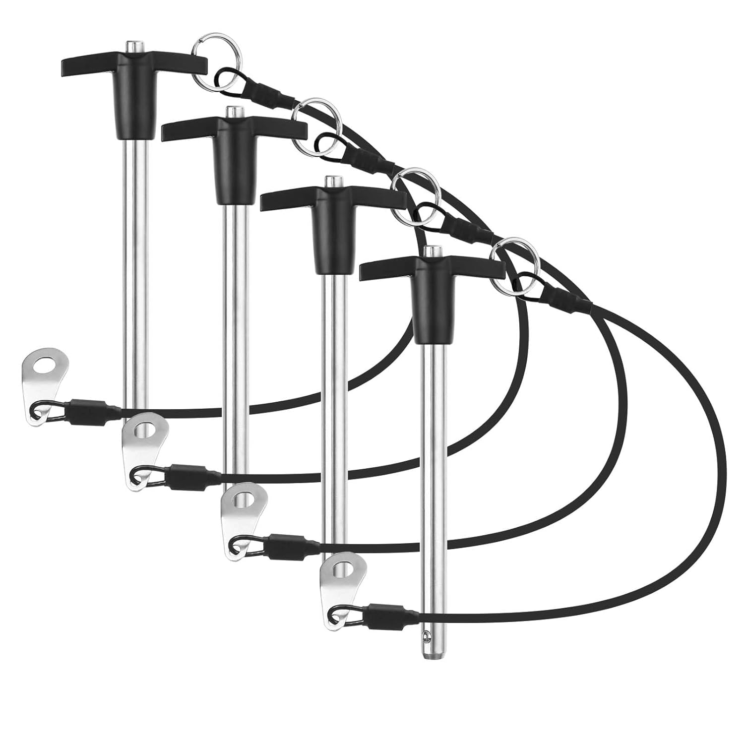 4 Pack T Handle Quick Release Pin 3/8 Inch Diameter,304 Stainless Steel Ball Locking Pin with Push Button Lanyard Usable Length 3.94"(9.5mm x 100mm)