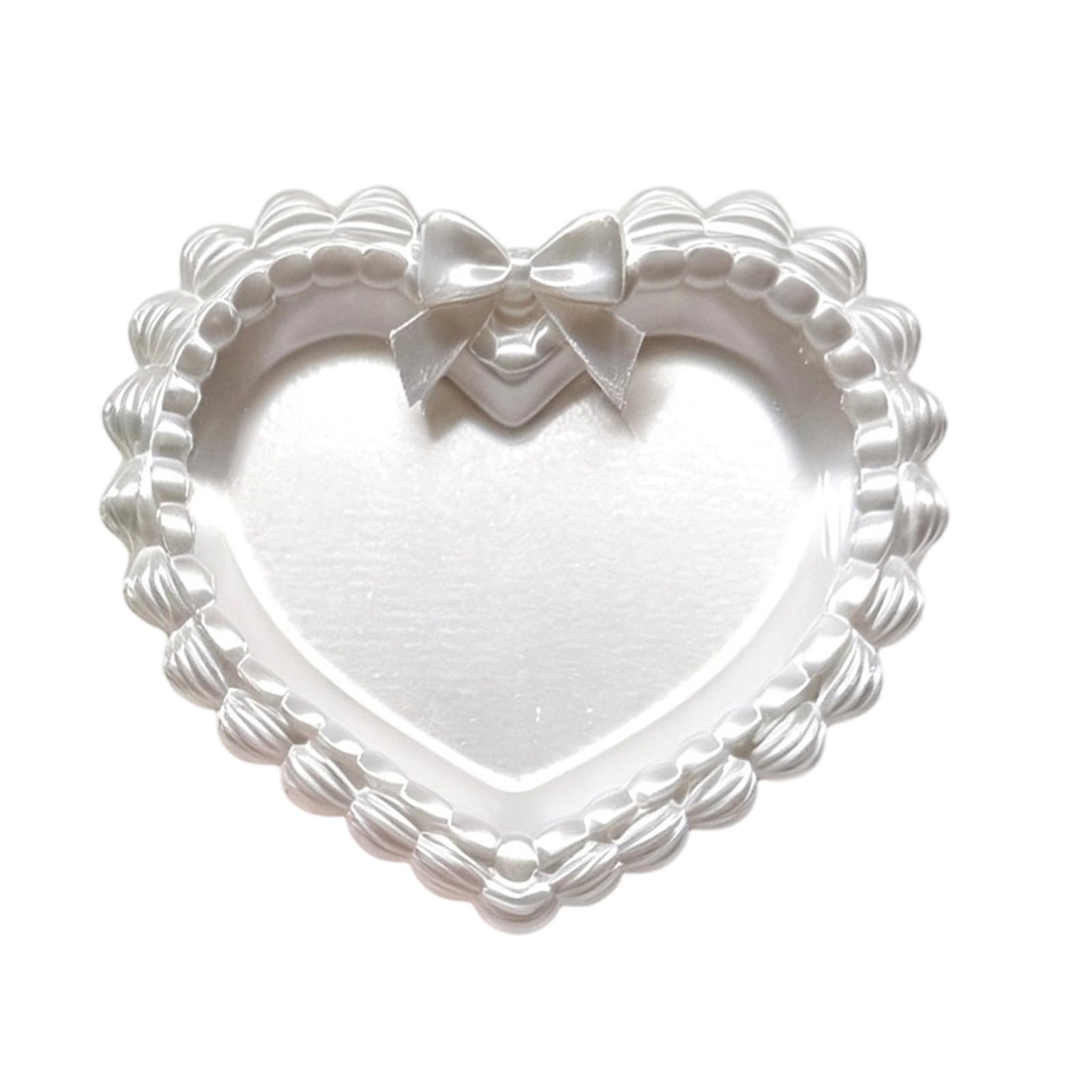 3D Printed Bow Jewelry Tray Heart Shape Ring Dish Entryway Table Trays Decorative Trinket Dish Organizer for Rings Necklaces Bracelets KeysWhite