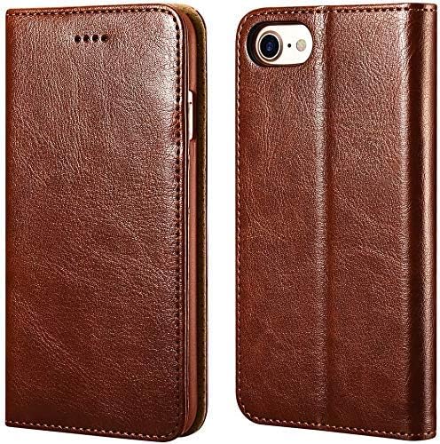 ICARERCASE iPhone 7/8/SE Leather Case(Brown) + Airpods Leather Case (Brown)