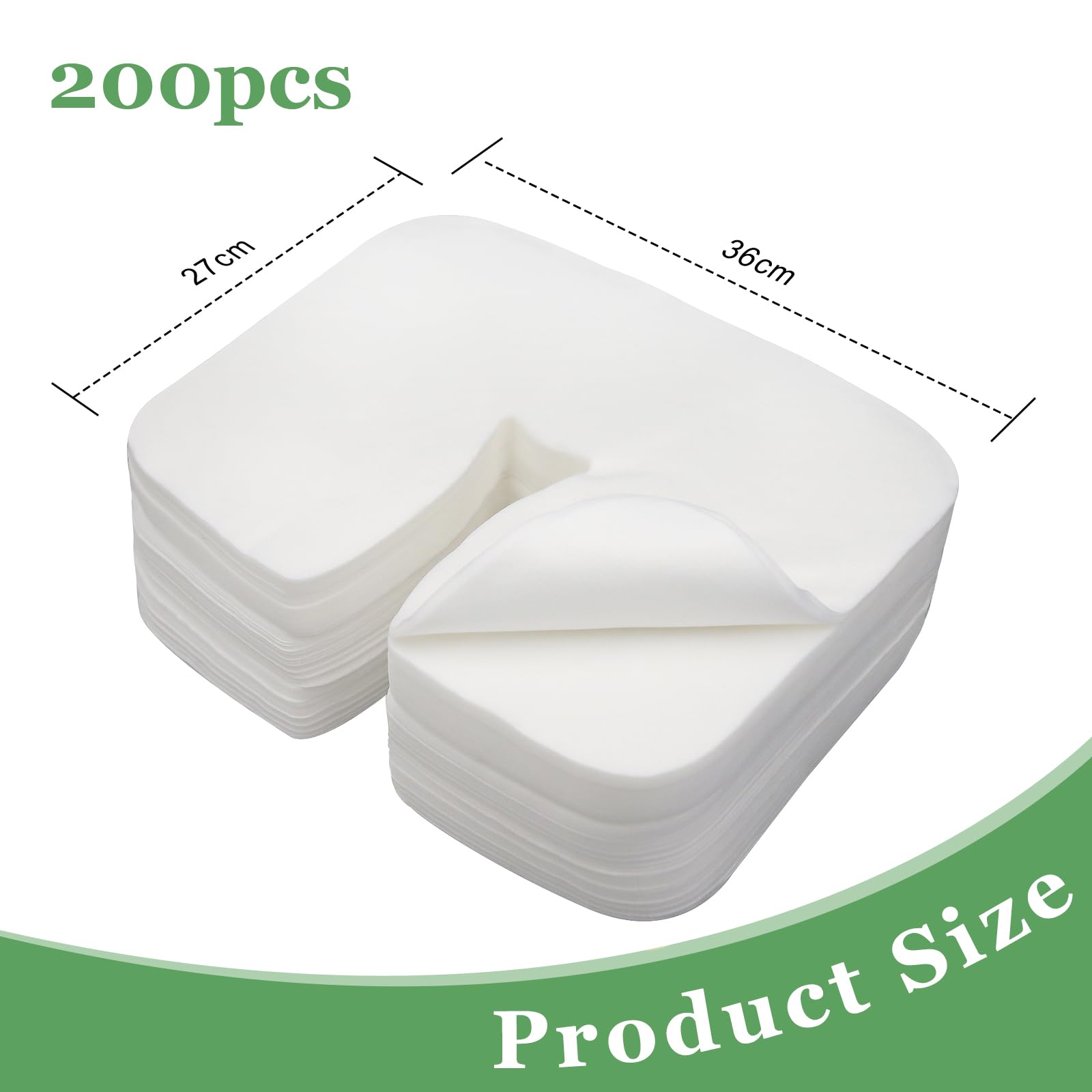 200pcs Protege Têtière pour Table de Massage, 36 x 27cm Coussin Jetable pour I'appui-tête de la Table de Massage Serviettes Jetables pour Fente Nasale