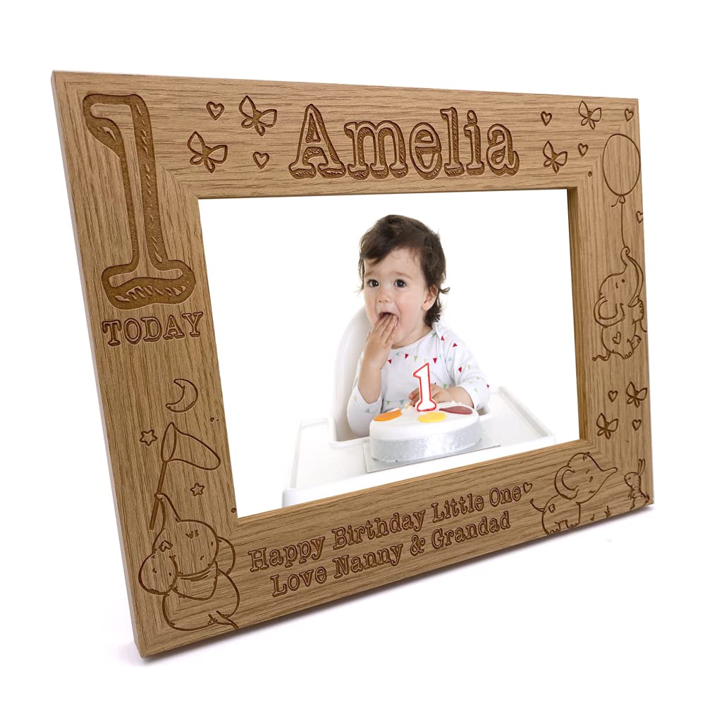 Personalised Baby Girl's First Birthday Photo Frame gift (4 x 6 Inch)