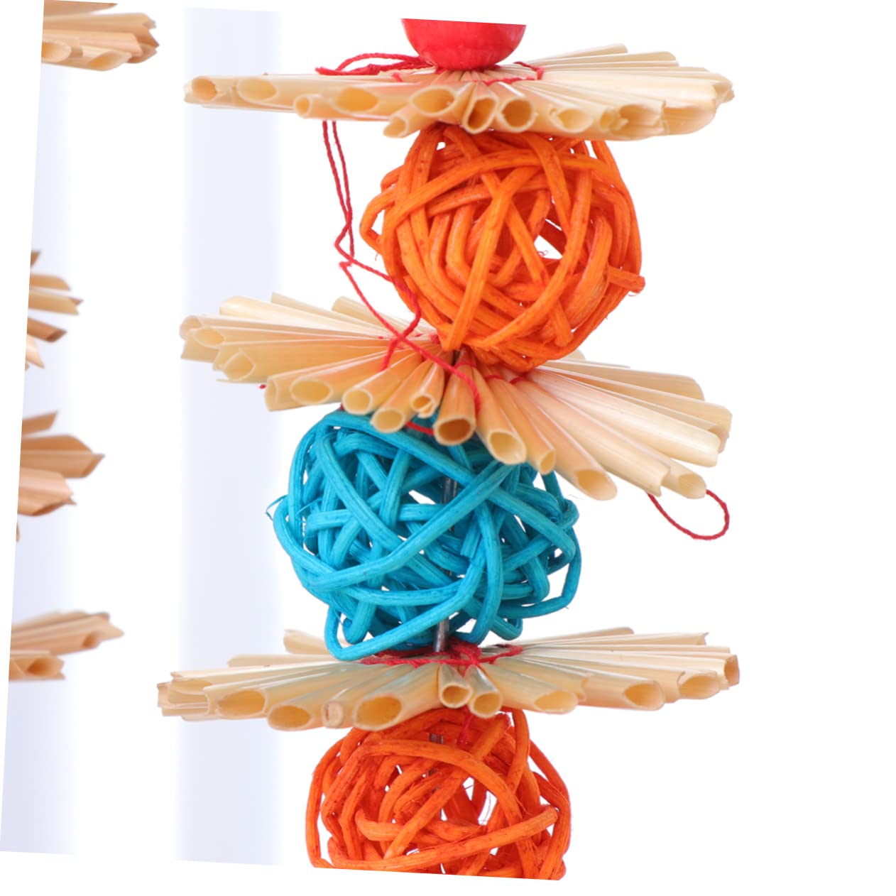 DOITOOL Jouets À Mâcher pour Perroquets Lot De 2 Clochettes Suspendues en Rotin Tissée pour Petits Oiseaux Couleur Aléatoire
