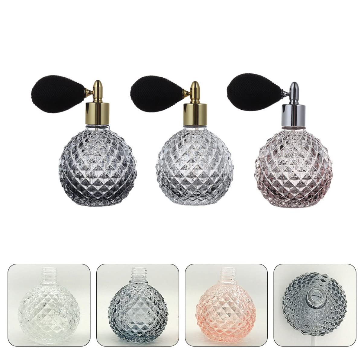 minkissy 3piezas Botella De Perfume De Vidrio De Estilo Vintage Con Pulverizador Recargable Frascos De Perfume Para Uso Diario Casa o Viajes