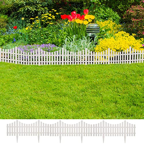HXUHUWS Elegant White Lawn Divider Set, 17 Interconnectable Pieces for Easy Border Definition, 32.8 ft Length