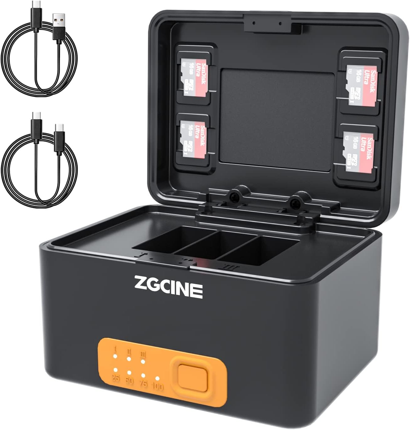 ZGCINE PS-G10 Charging Case for GoPro Battery, 3 Charging Slots, Compatible with GoPro 10/9/8/7/6/5 Battery