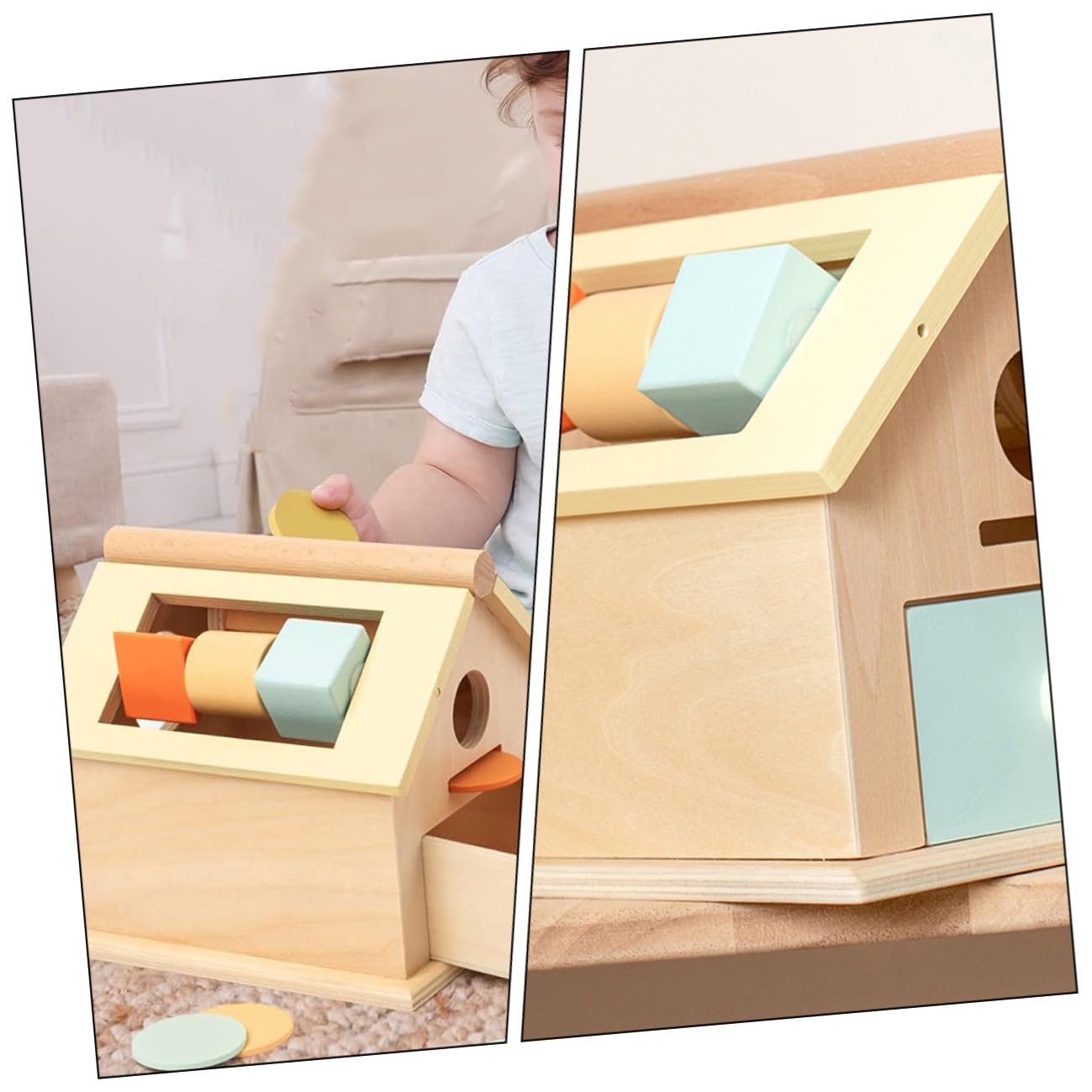 Hemobllo Juguete Educativo Montessori de Madera para Pequeños 1-3 Años Caja de Monedas y Bolas para Motricidad Fina Juego Sensorial Compacto para Desarrollo Preescolar