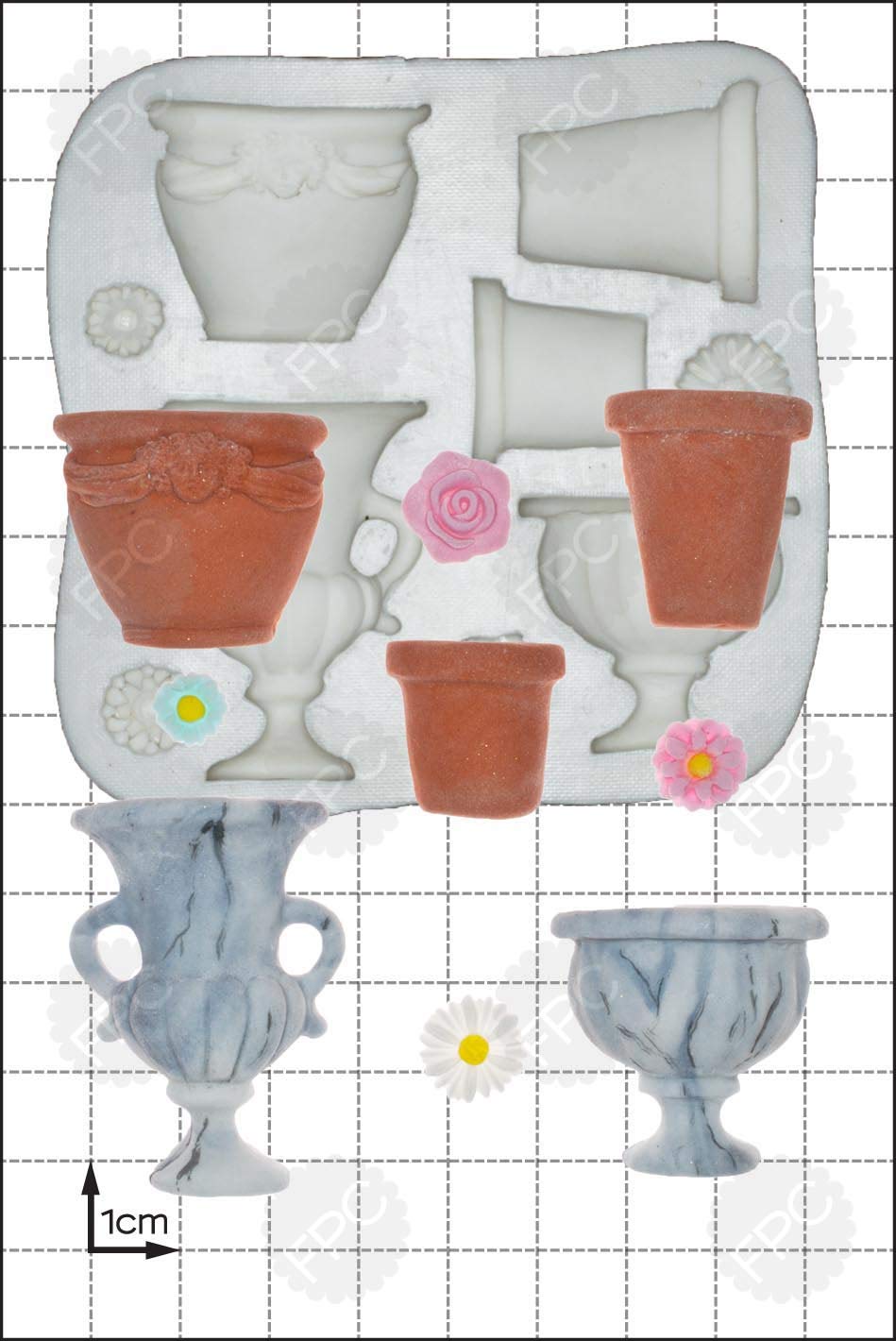 FPC Sugarcraft Garden Urns Silicone Mould