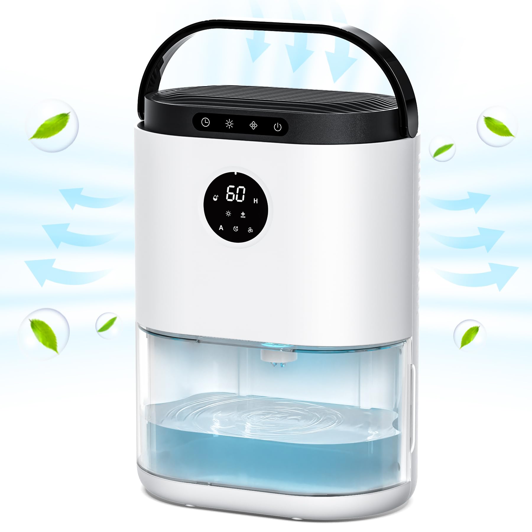 CONOPU Dehumidifier, 2300ML Dehumidifiers for Home 500 Sq.ft, Dual Semiconductors & LED Lights, Auto-Defrost Auto-Off 3 Modes Humidity Control, Dehumidifiers for Drying Clothes,White
