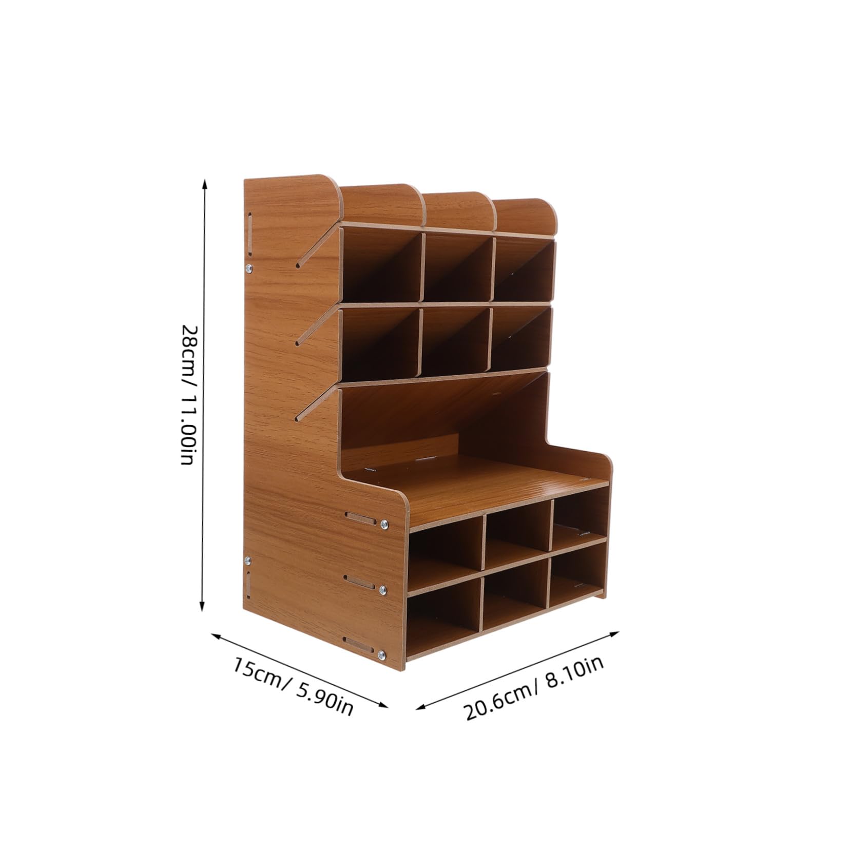 Angoily Portapenne in Legno per Scrivania con Scomparti per Matite Righelli e Gomme Contenitore Organizer da Scrivania in Legno Massello per Cancelleria