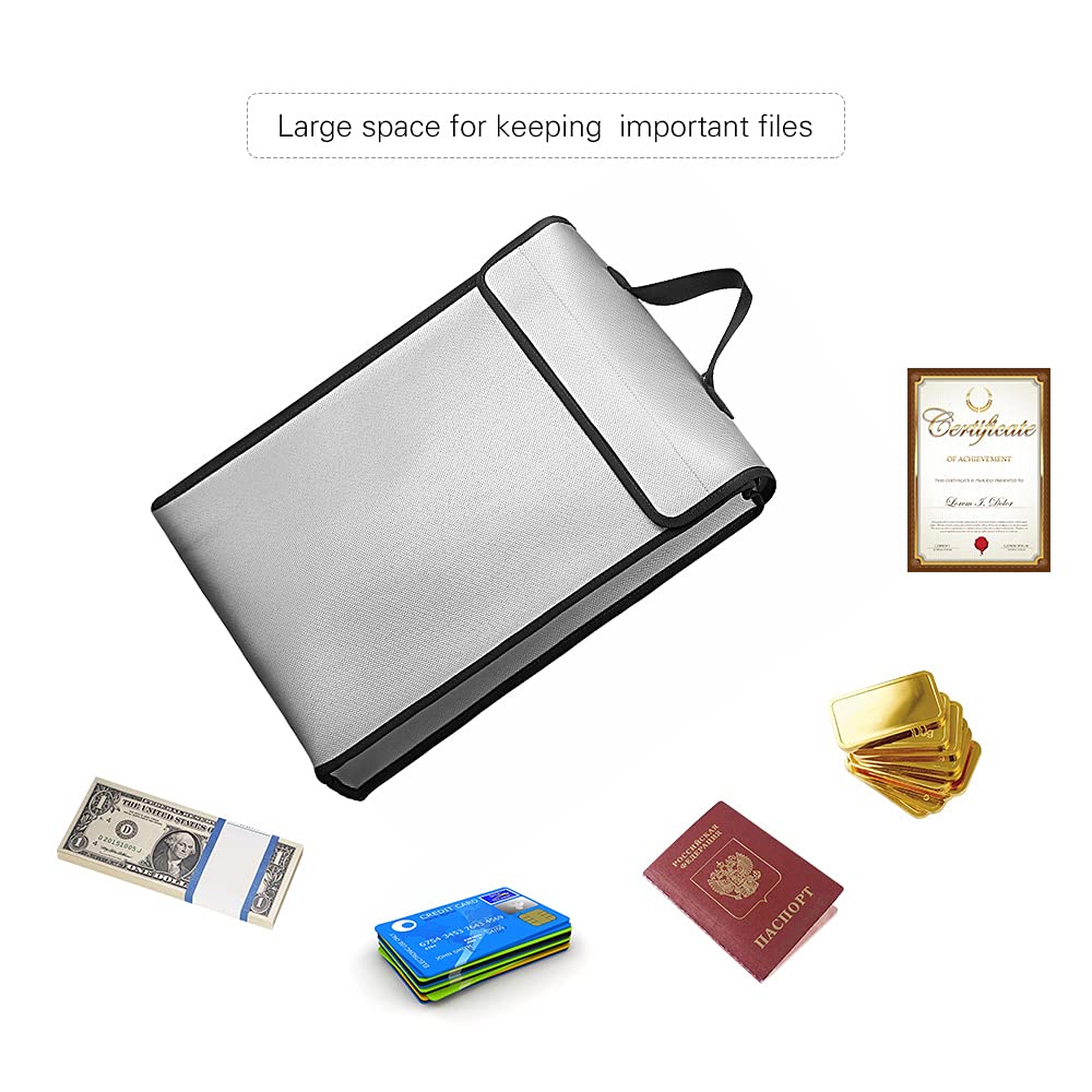Borsa portadocumenti ignifuga - Materiale in silicone liquido impermeabile, resistente al calore fino a 1200℃, grande capacità di archiviazione per file, contanti, passaporti