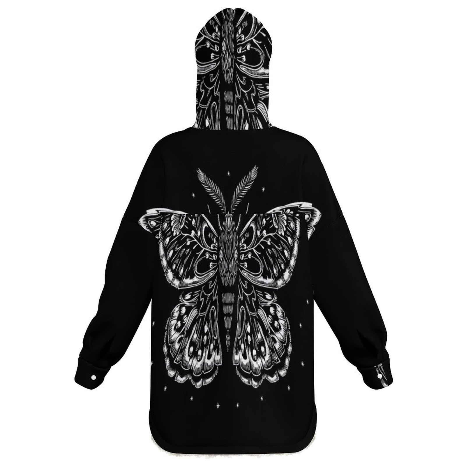 Sudadera Invierno con Capucha de Forro Polar Mujer Polilla Cálido Hoodies a Manga Larga Felpa Sudadera con Bolsillos, Negro